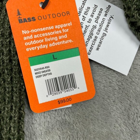 Bass Outdoor Mixed Sweater Deep Depths Green L NWT 6387 - Picture 7 of 9